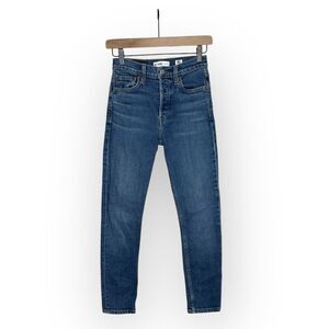 Re/Done High Rise Skinny Ankle Jeans with Button Fly Size 25